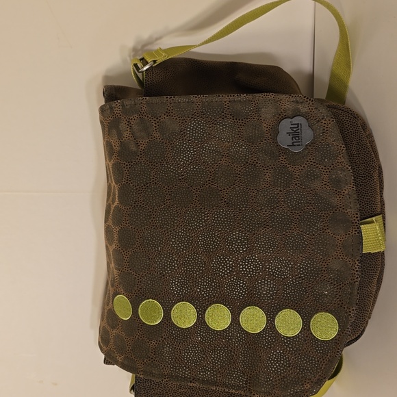 Haiku Brown and Lime Green Crossbody Bag - Picture 1 of 5